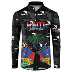 Personalized Haiti Map Camouflage Button Sweatshirt Unique Style