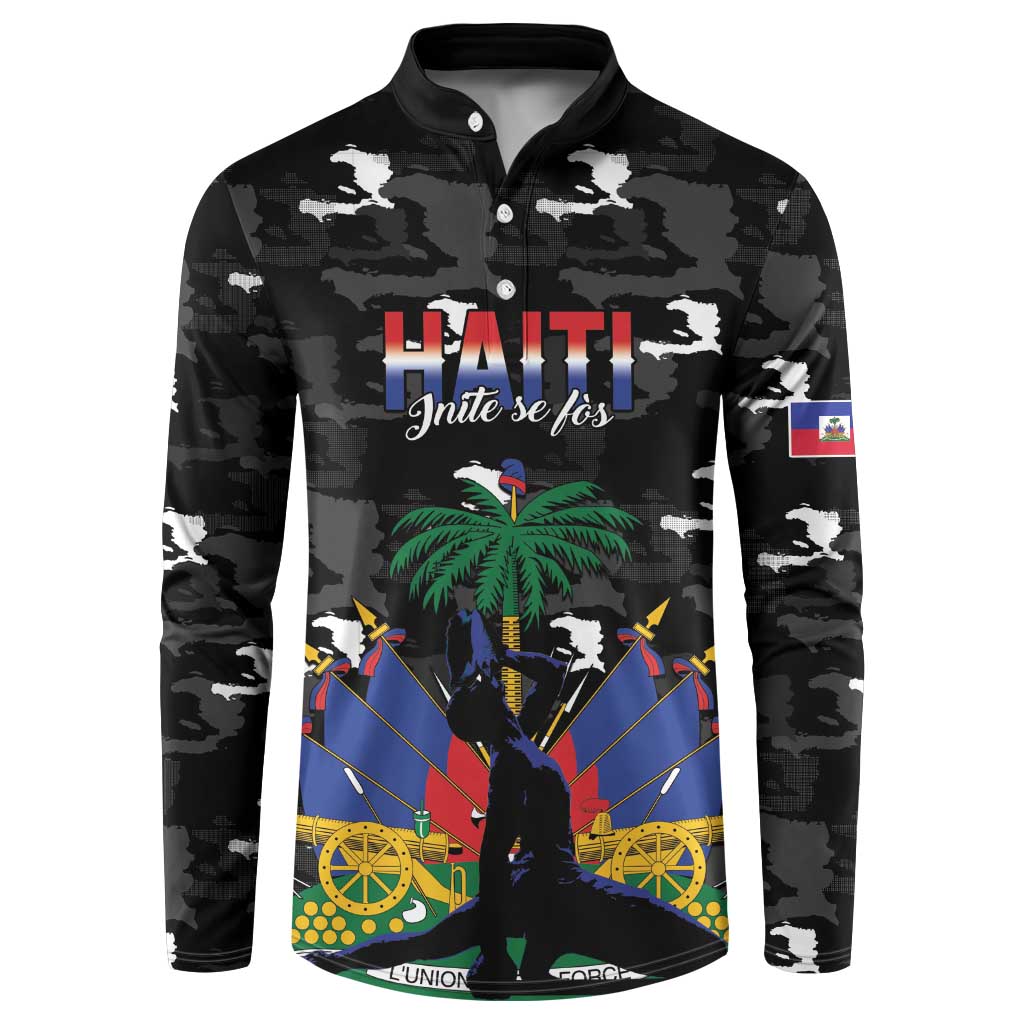 Personalized Haiti Map Camouflage Button Sweatshirt Unique Style