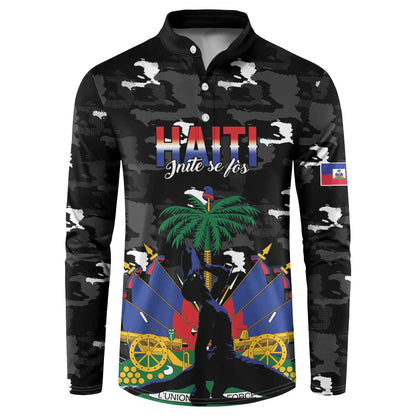 Personalized Haiti Map Camouflage Button Sweatshirt Unique Style