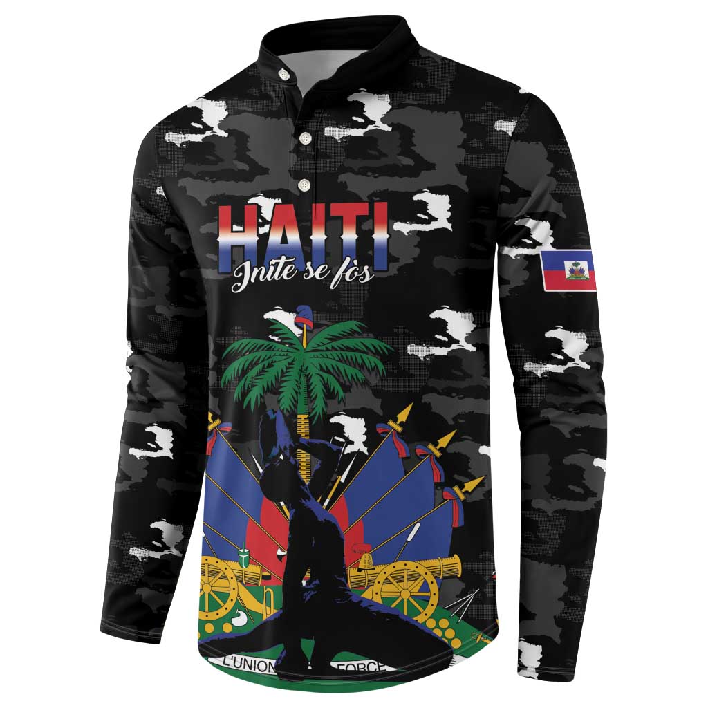Personalized Haiti Map Camouflage Button Sweatshirt Unique Style
