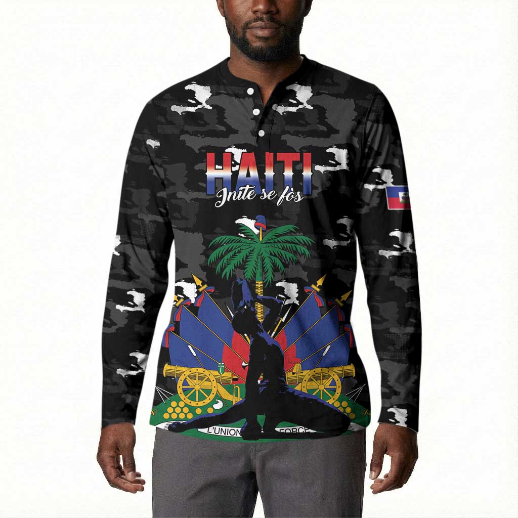 Personalized Haiti Map Camouflage Button Sweatshirt Unique Style