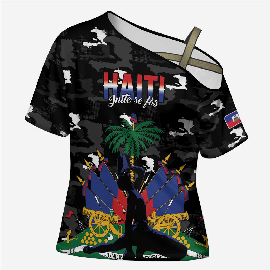 Personalized Haiti Map Camouflage Cross Shoulder Shirt Unique Style - African Pride