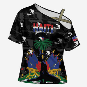 Personalized Haiti Map Camouflage Cross Shoulder Shirt Unique Style - African Pride