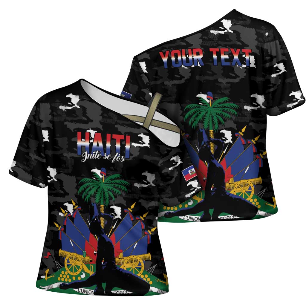 Personalized Haiti Map Camouflage Cross Shoulder Shirt Unique Style - African Pride