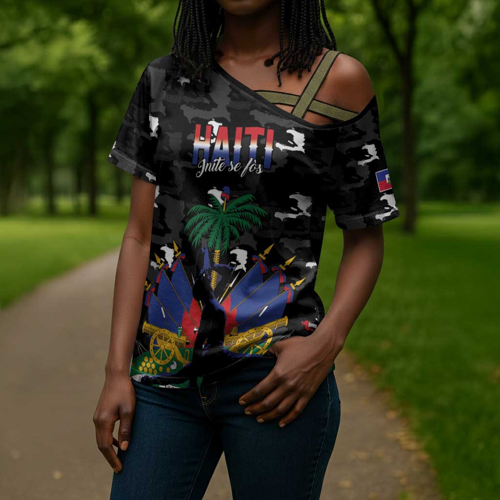 Personalized Haiti Map Camouflage Cross Shoulder Shirt Unique Style - African Pride