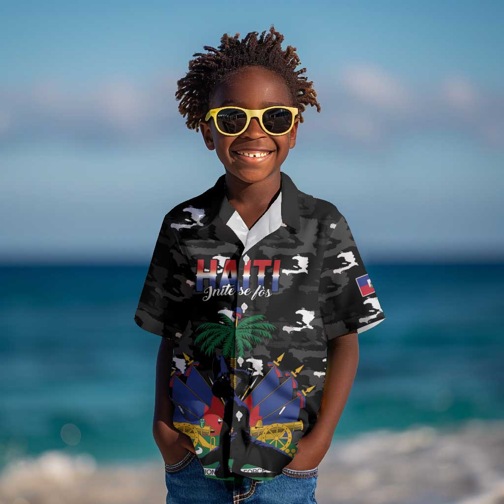 Personalized Haiti Map Camouflage Kid Hawaiian Shirt Unique Style - African Pride