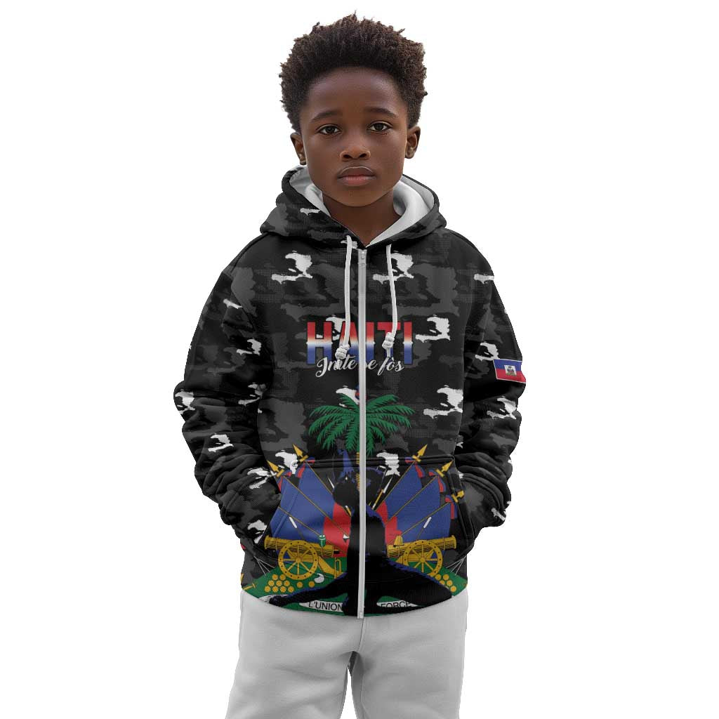Personalized Haiti Map Camouflage Kid Hoodie Unique Style - African Pride
