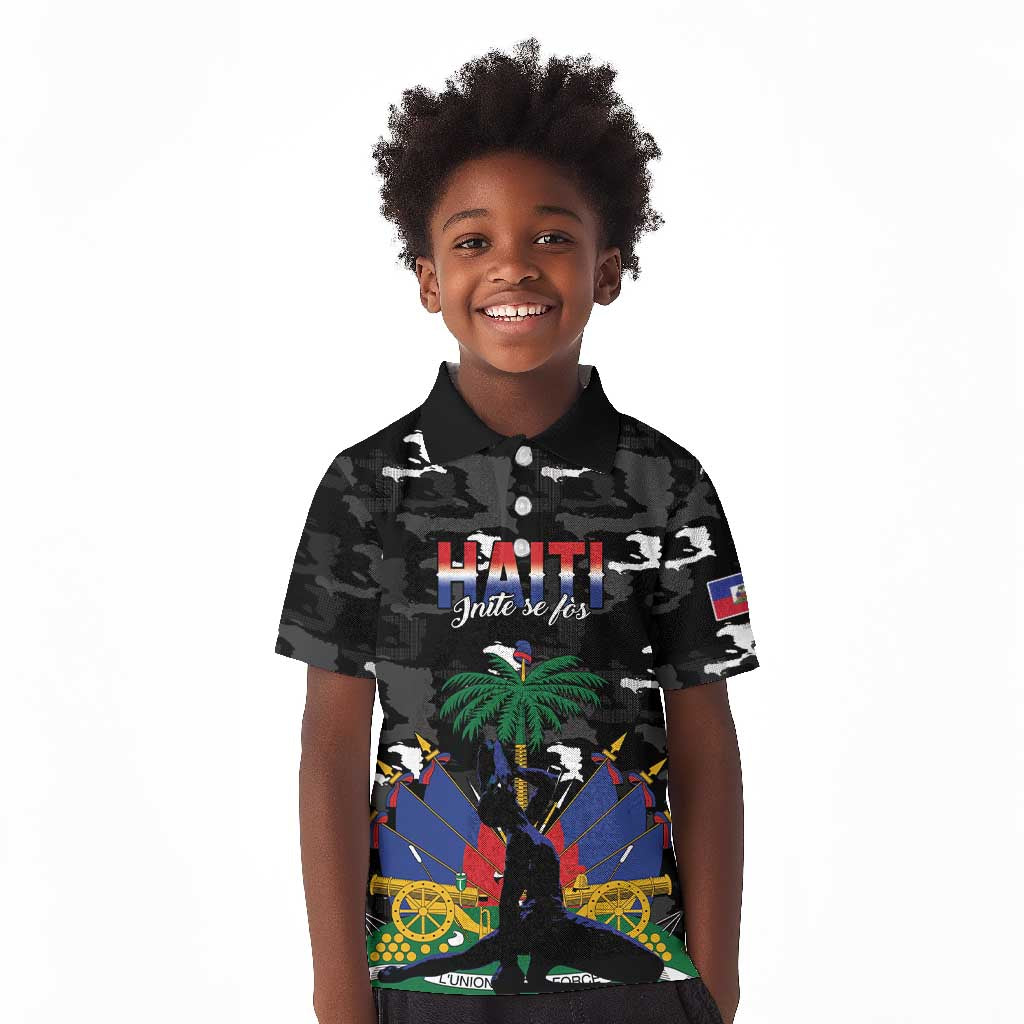 Personalized Haiti Map Camouflage Kid Polo Shirt Unique Style - African Pride
