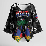 Personalized Haiti Map Camouflage Kimono Sleeve Blouse Unique Style - African Pride