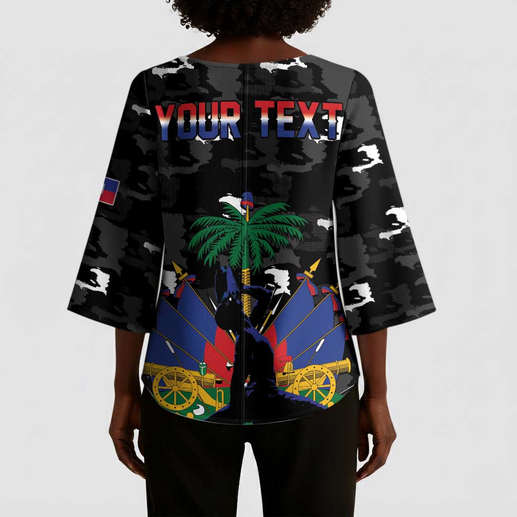 Personalized Haiti Map Camouflage Kimono Sleeve Blouse Unique Style - African Pride