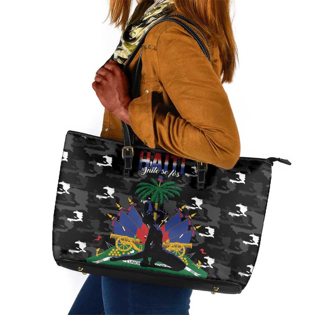 Haiti Map Camouflage Leather Tote Bag Unique Style - African Pride