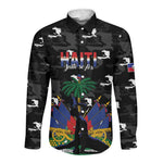 Personalized Haiti Map Camouflage Long Sleeve Button Shirt Unique Style - African Pride