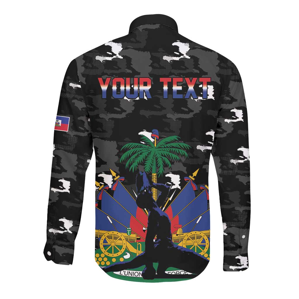 Personalized Haiti Map Camouflage Long Sleeve Button Shirt Unique Style - African Pride