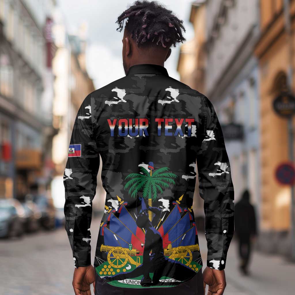 Personalized Haiti Map Camouflage Long Sleeve Button Shirt Unique Style - African Pride