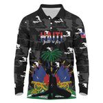 Personalized Haiti Map Camouflage Long Sleeve Polo Shirt Unique Style - African Pride