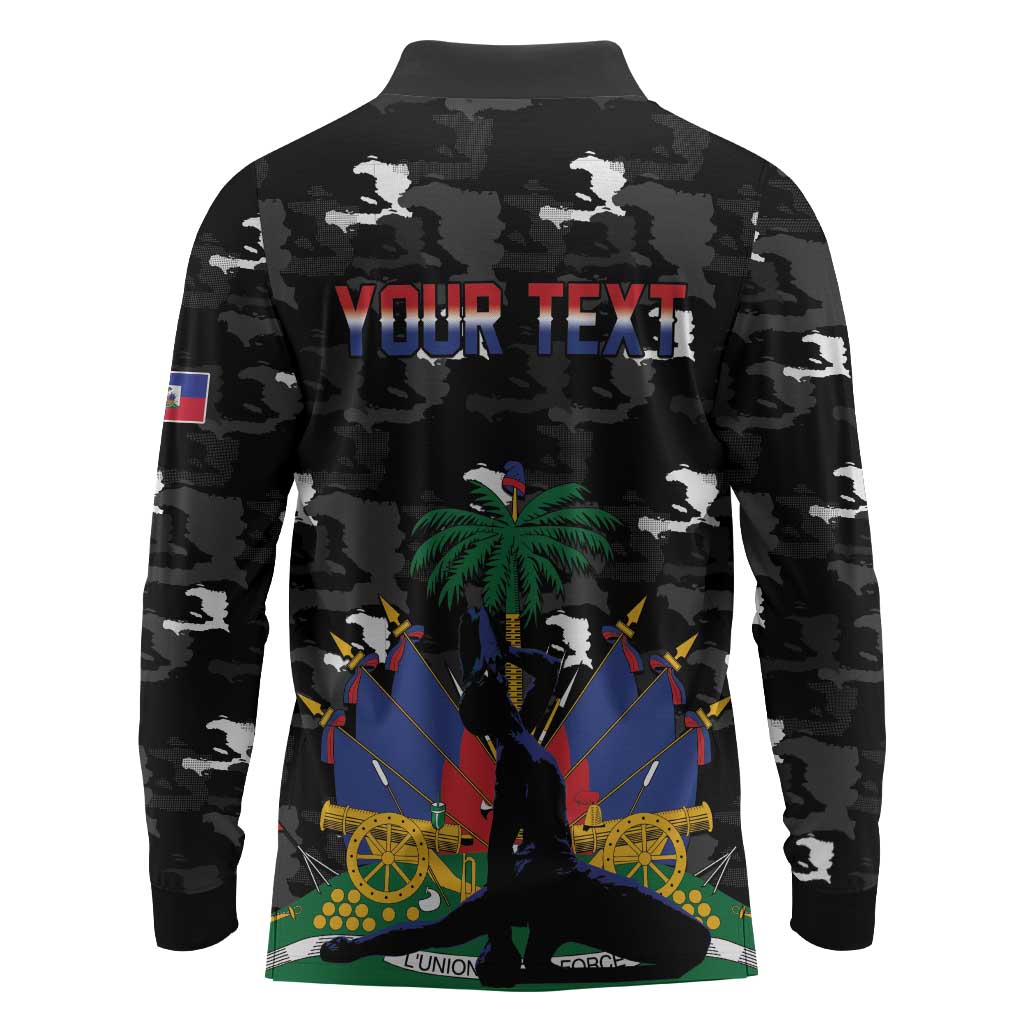 Personalized Haiti Map Camouflage Long Sleeve Polo Shirt Unique Style - African Pride