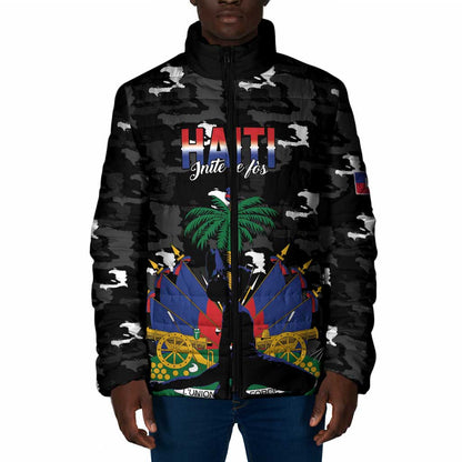 Personalized Haiti Map Camouflage Padded Jacket Unique Style - African Pride