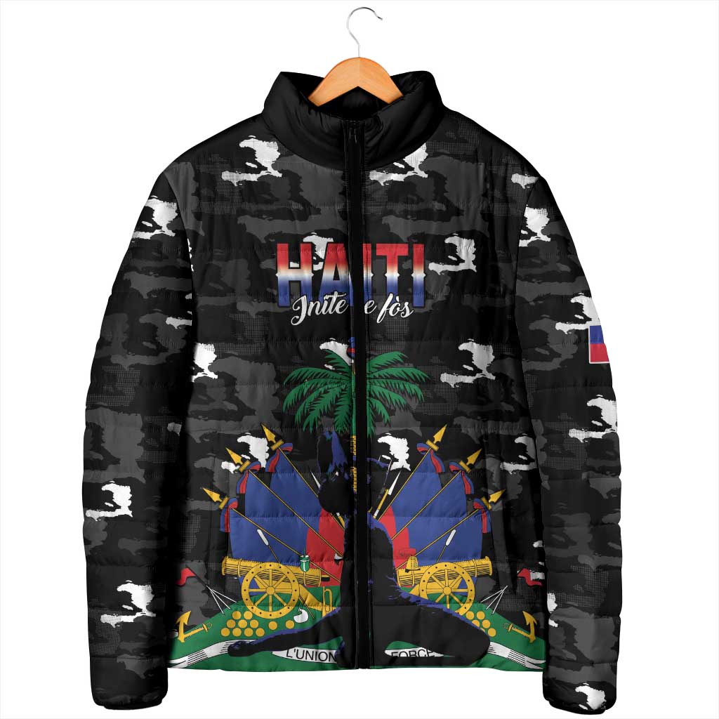 Personalized Haiti Map Camouflage Padded Jacket Unique Style - African Pride