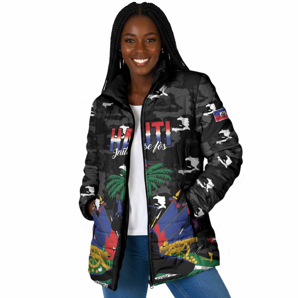 Personalized Haiti Map Camouflage Padded Jacket Unique Style - African Pride