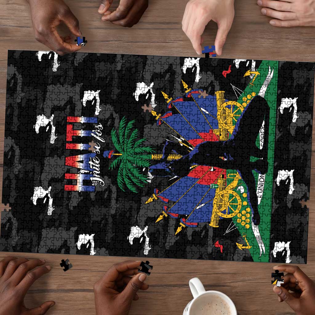 Haiti Map Camouflage Puzzle Unique Style - African Pride