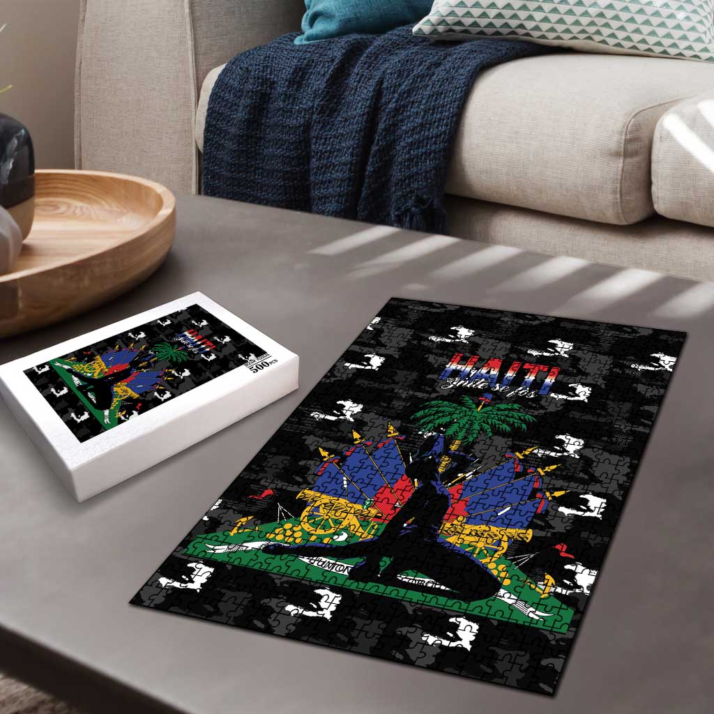 Haiti Map Camouflage Puzzle Unique Style - African Pride