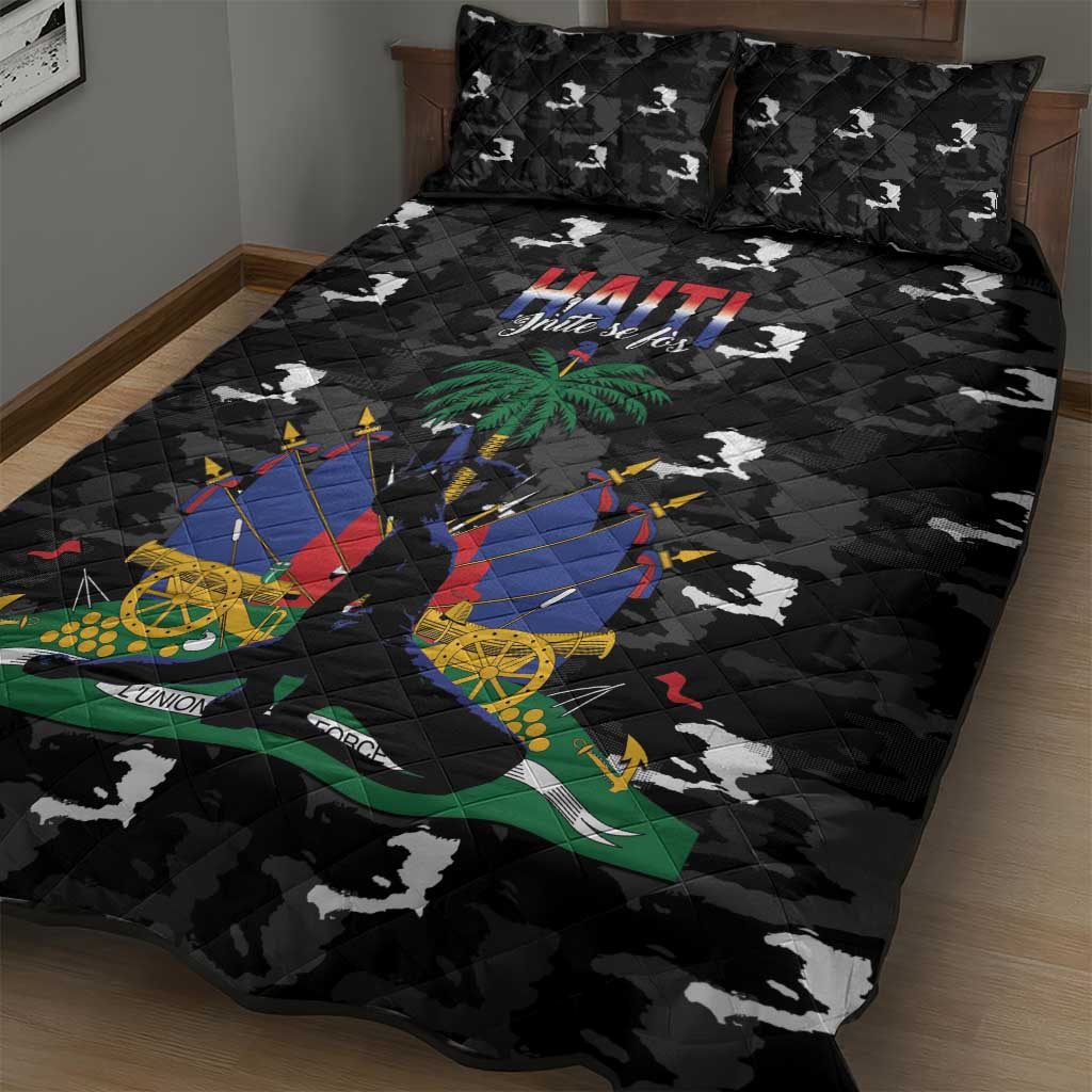 Haiti Map Camouflage Quilt Bed Set Unique Style - African Pride