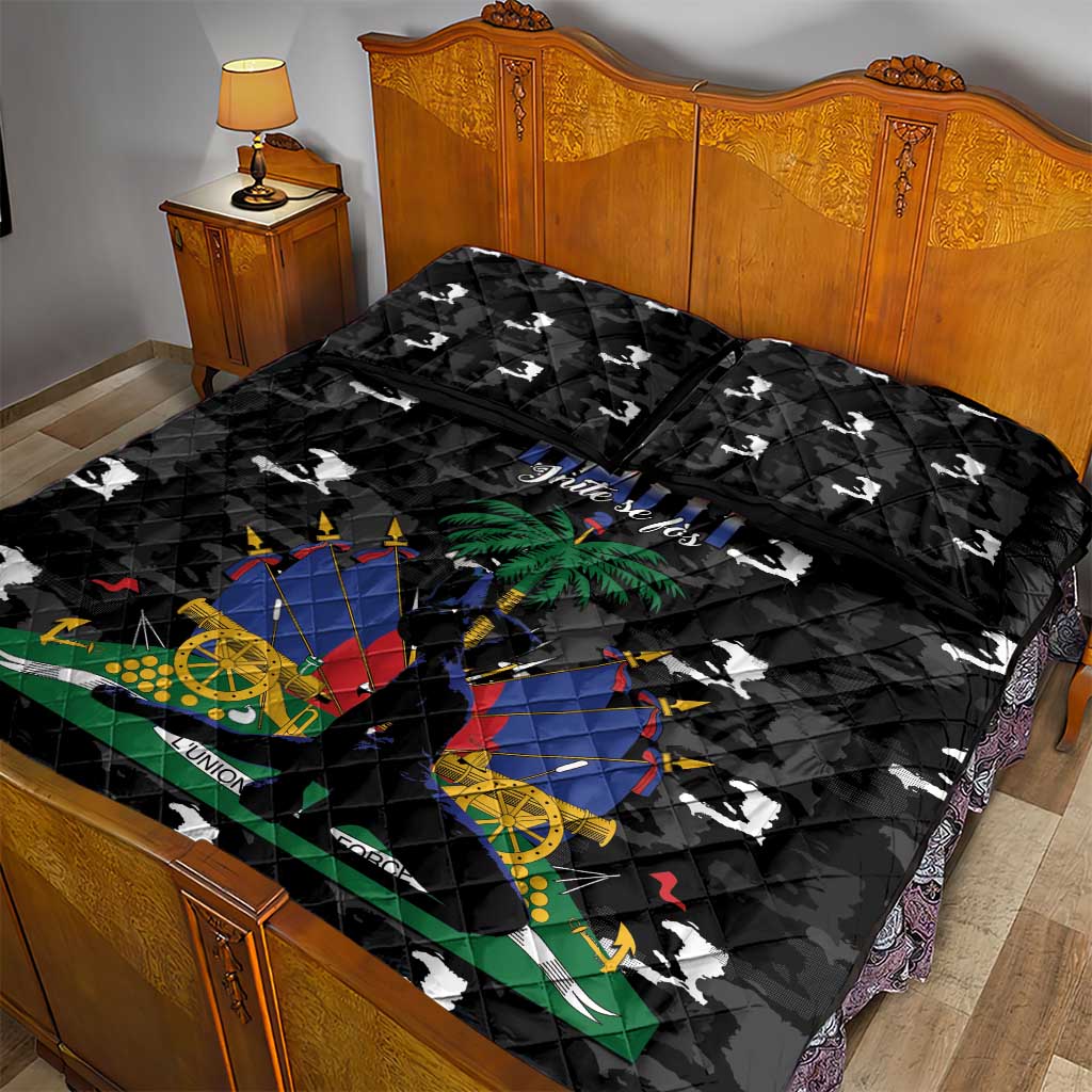 Haiti Map Camouflage Quilt Bed Set Unique Style - African Pride