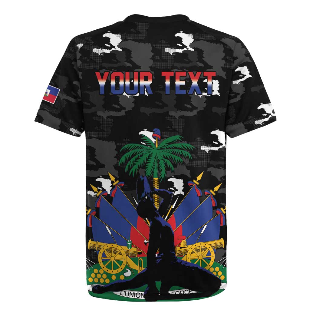 Personalized Haiti Map Camouflage Rugby Jersey Unique Style - African Pride