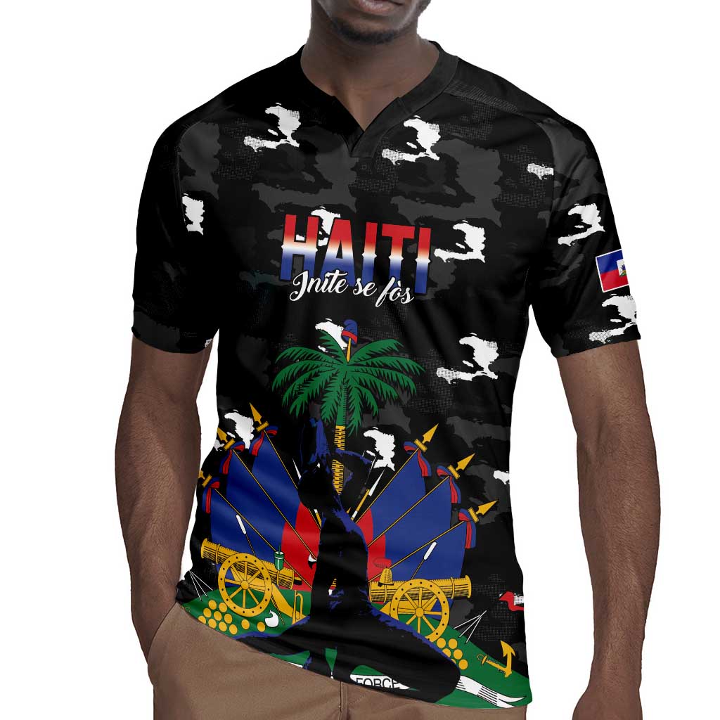 Personalized Haiti Map Camouflage Rugby Jersey Unique Style - African Pride