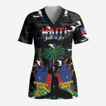 Personalized Haiti Map Camouflage Scrub Top Unique Style - African Pride