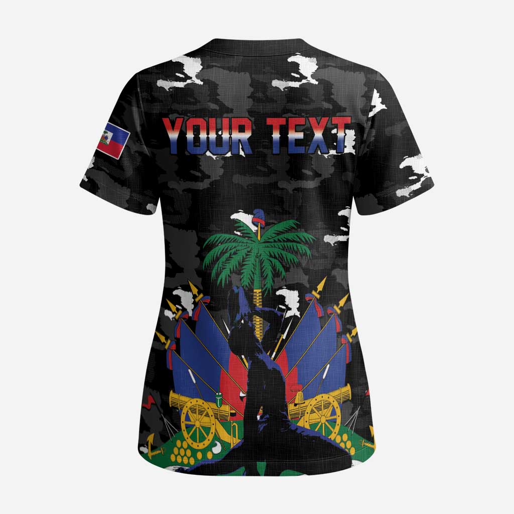 Personalized Haiti Map Camouflage Scrub Top Unique Style - African Pride
