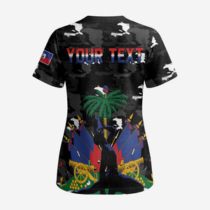 Personalized Haiti Map Camouflage Scrub Top Unique Style - African Pride
