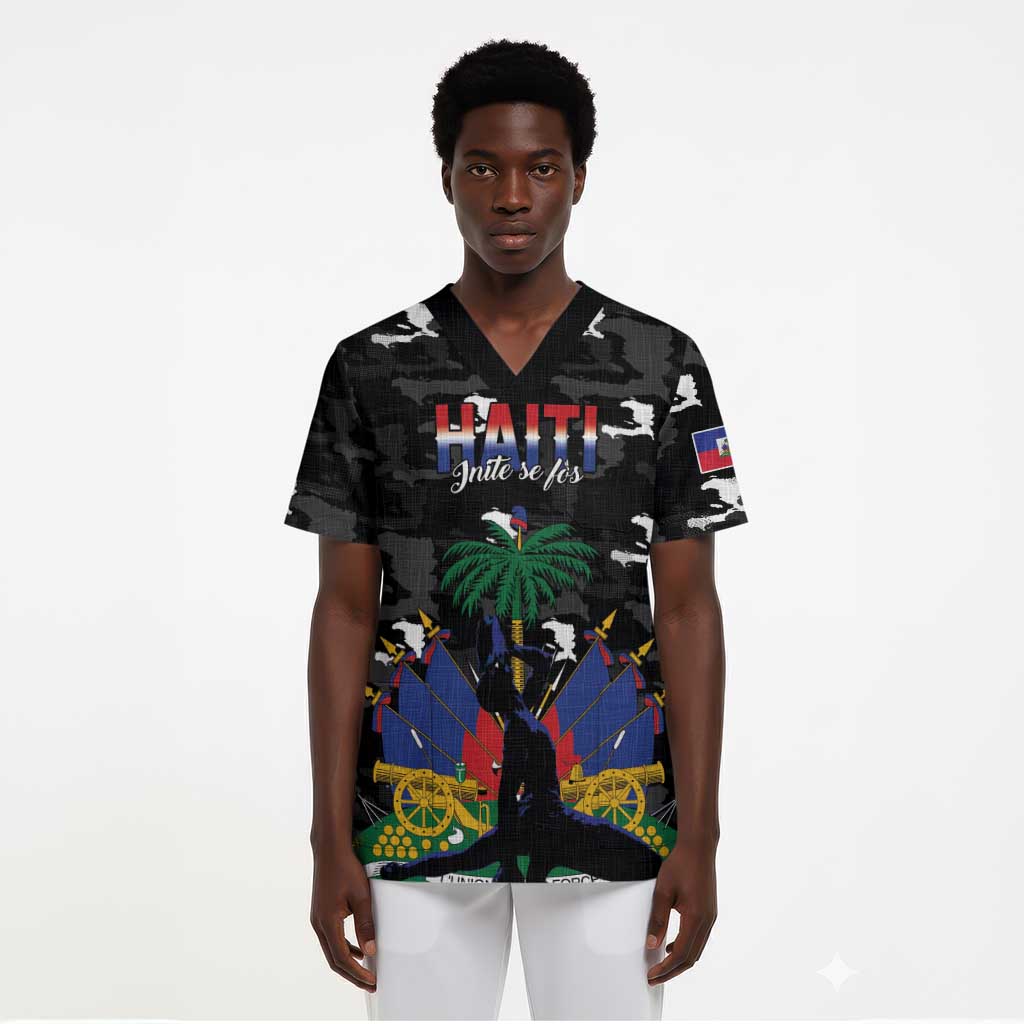 Personalized Haiti Map Camouflage Scrub Top Unique Style - African Pride