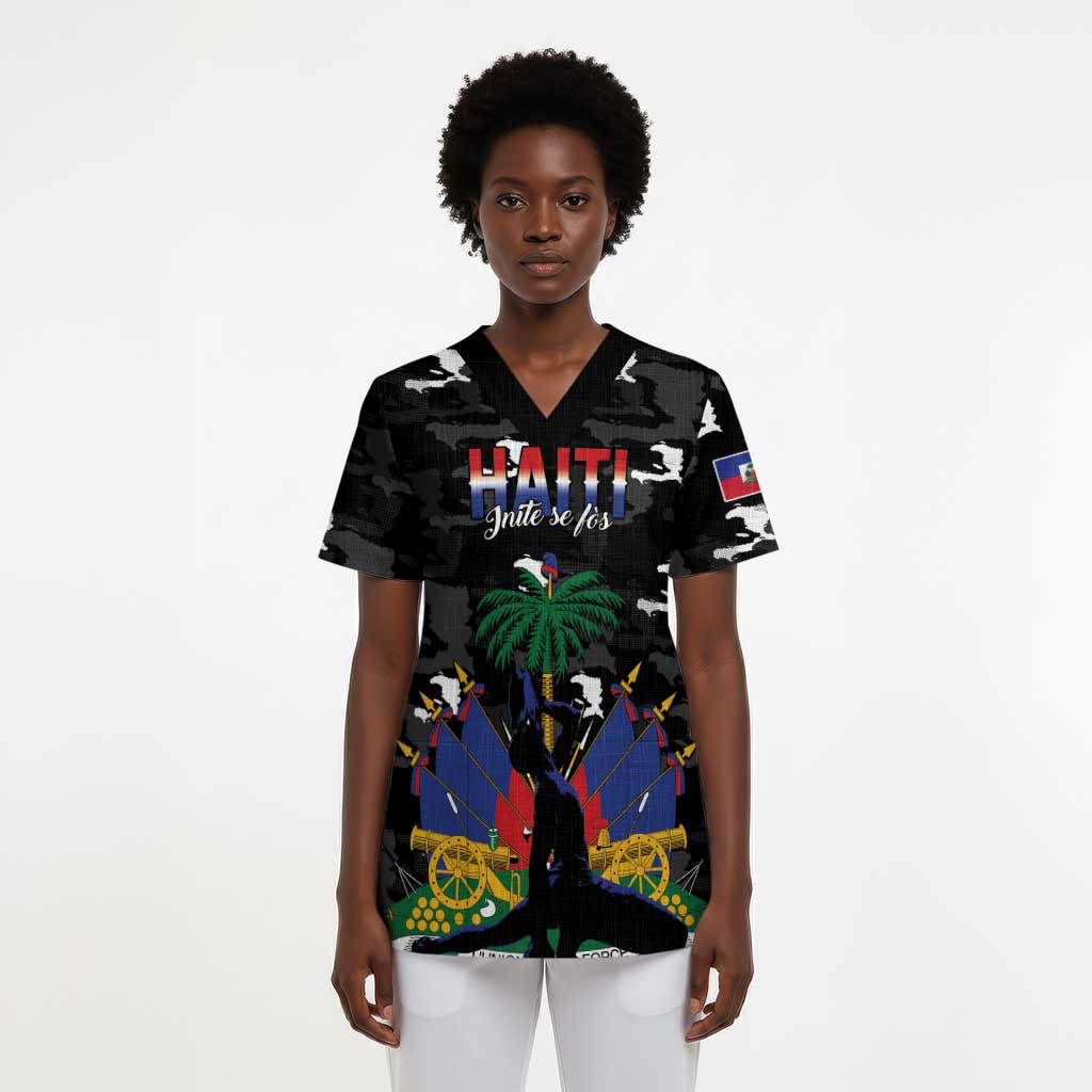 Personalized Haiti Map Camouflage Scrub Top Unique Style - African Pride