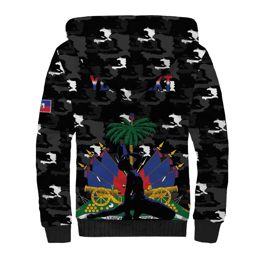Personalized Haiti Map Camouflage Sherpa Hoodie Unique Style - African Pride