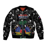 Personalized Haiti Map Camouflage Sleeve Zip Bomber Jacket Unique Style - African Pride