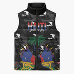 Personalized Haiti Map Camouflage Sleeveless Puffer Jacket Unique Style - African Pride