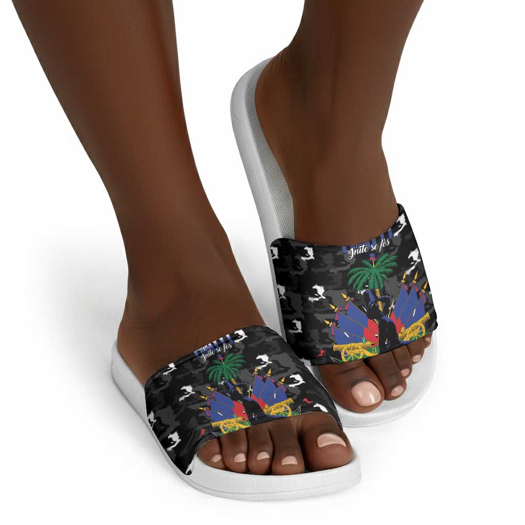 Haiti Map Camouflage Slide Sandals Unique Style - African Pride