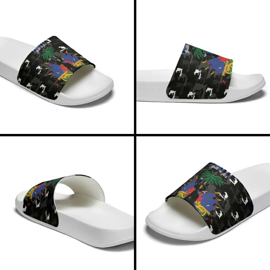 Haiti Map Camouflage Slide Sandals Unique Style - African Pride