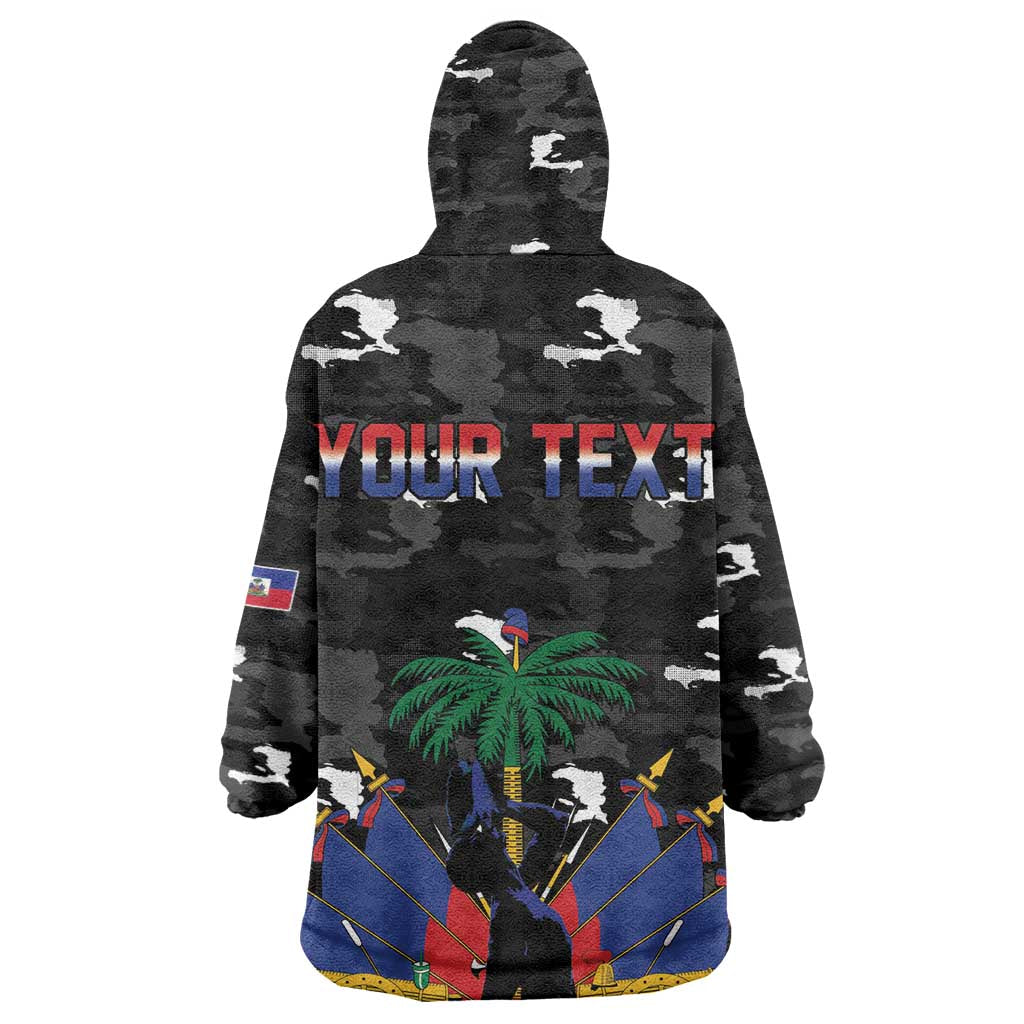 Personalized Haiti Map Camouflage Wearable Blanket Hoodie Unique Style - African Pride
