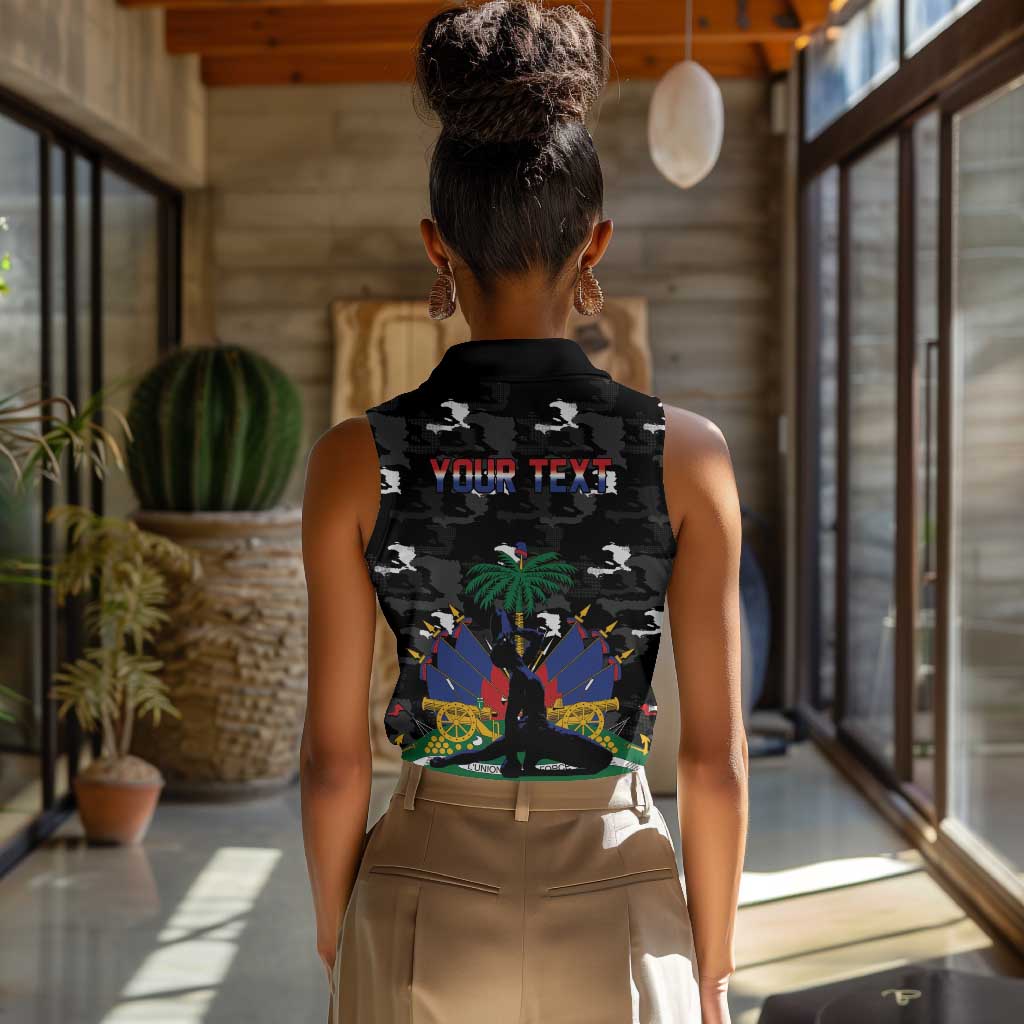 Personalized Haiti Map Camouflage Women Sleeveless Polo Shirt Unique Style - African Pride