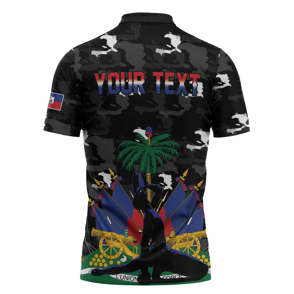 Personalized Haiti Map Camouflage Zipper Polo Shirt Unique Style - African Pride