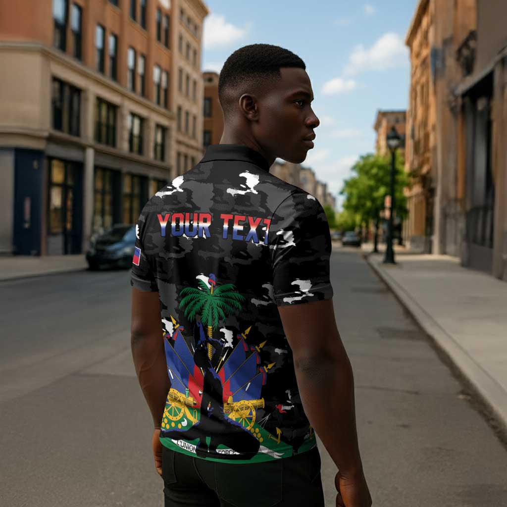 Personalized Haiti Map Camouflage Zipper Polo Shirt Unique Style - African Pride