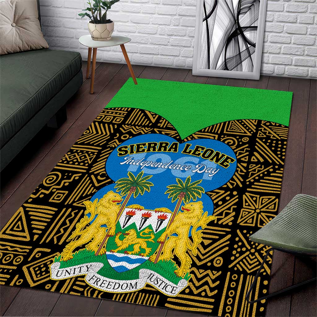 Sierra Leone Independence Day 2024 Area Rug Happy 63rd Anniversary African Pattern