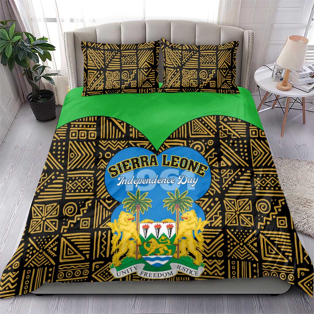 Sierra Leone Independence Day 2024 Bedding Set Happy 63rd Anniversary African Pattern