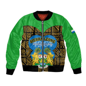 Sierra Leone Independence Day 2024 Bomber Jacket Happy 63rd Anniversary African Pattern