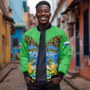 Sierra Leone Independence Day 2024 Bomber Jacket Happy 63rd Anniversary African Pattern