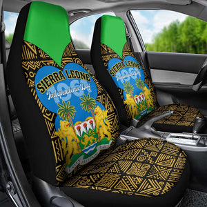 Sierra Leone Independence Day 2024 Car Seat Cover Happy 63rd Anniversary African Pattern