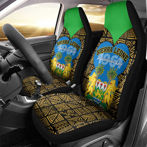 Sierra Leone Independence Day 2024 Car Seat Cover Happy 63rd Anniversary African Pattern