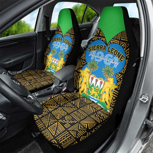 Sierra Leone Independence Day 2024 Car Seat Cover Happy 63rd Anniversary African Pattern